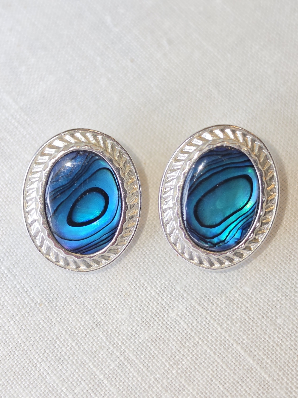 Vintage BUTLER Fifth Avenue Collection Faux Abalone Earrings Omega Back